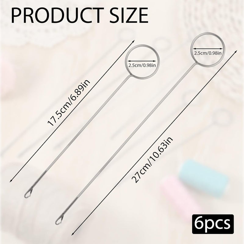 Ajcotahm 6 PCS Bead Threader for Jewelry Making Loop Turner Sewing Tool Stainless Steel Needle Hooks with Latch for Fabric Belts Strips Tube Straps DIY Accessories (10.63 & 6.89 Inch) - Image 2